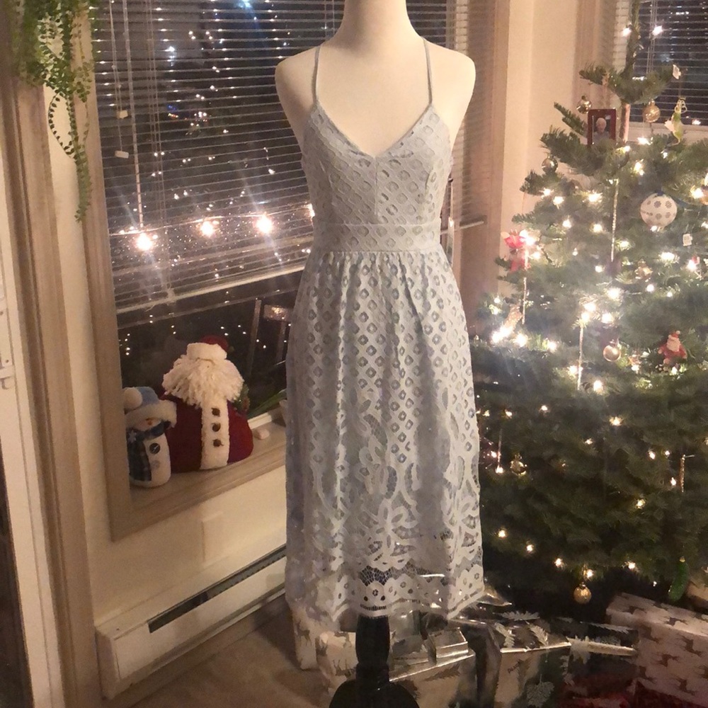 Fed Lace Midi Dress/Size XSmall in baby blue lace